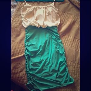 Teal golden&white party Dress👗 😍✨